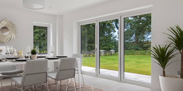 Large glazed bifolding patio doors installed to new build home in Pembrokeshire